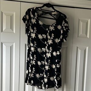 Floral Black and White Women's Dress